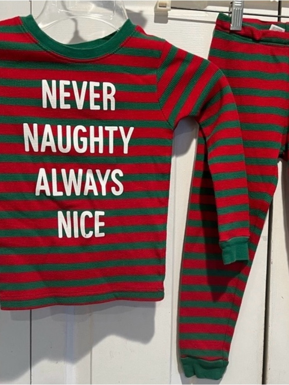 2 Pc Carter's Festive Red❤️💚Green Striped Pajama Top & Pants
